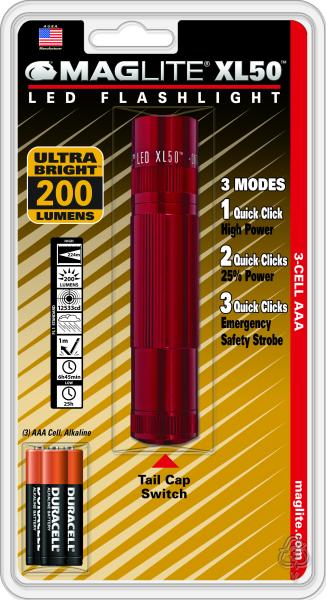XL50 LED 3AAA punainen