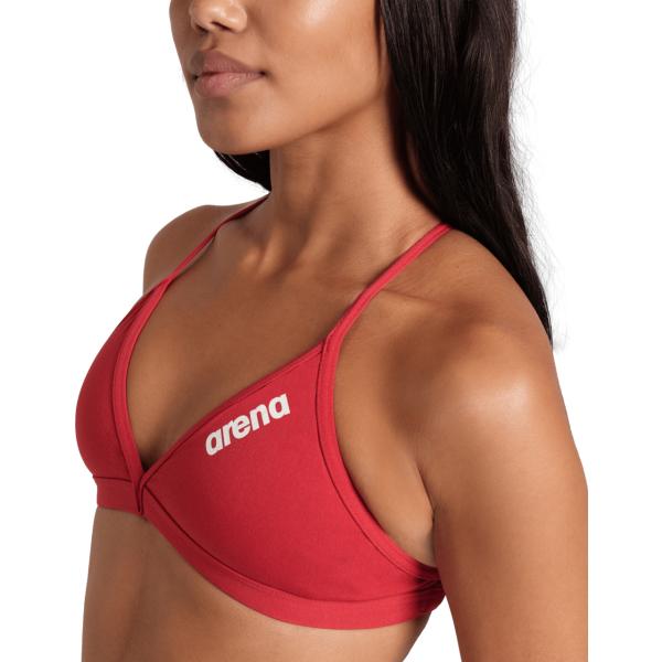 W Team Swim Top Tie Back Solid Red-Whi