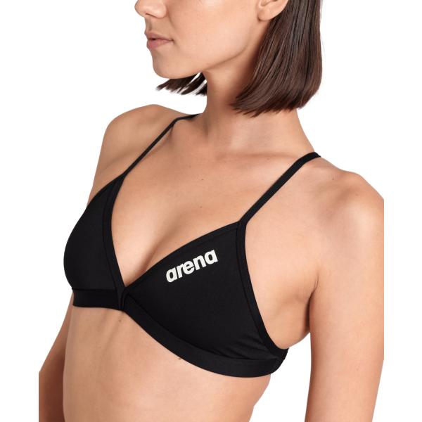 W Team Swim Top Tie Back Solid Black-W