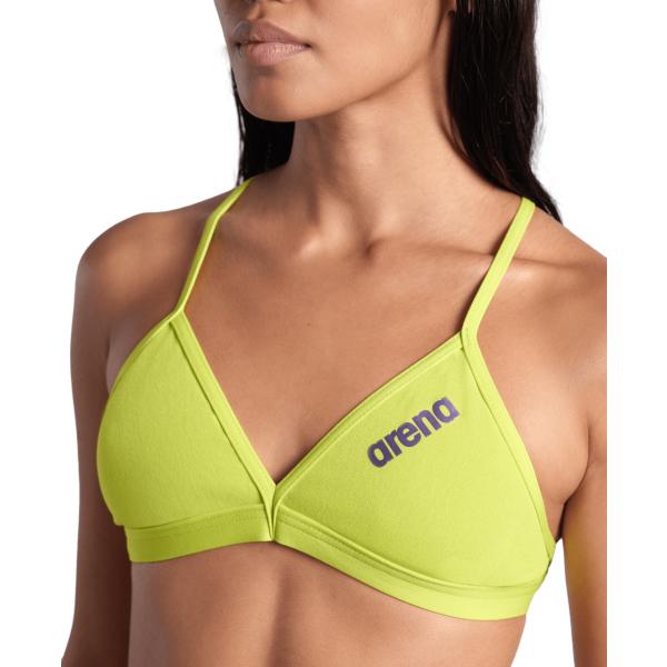 W Team Swim Top Tie Back Solid Soft Green