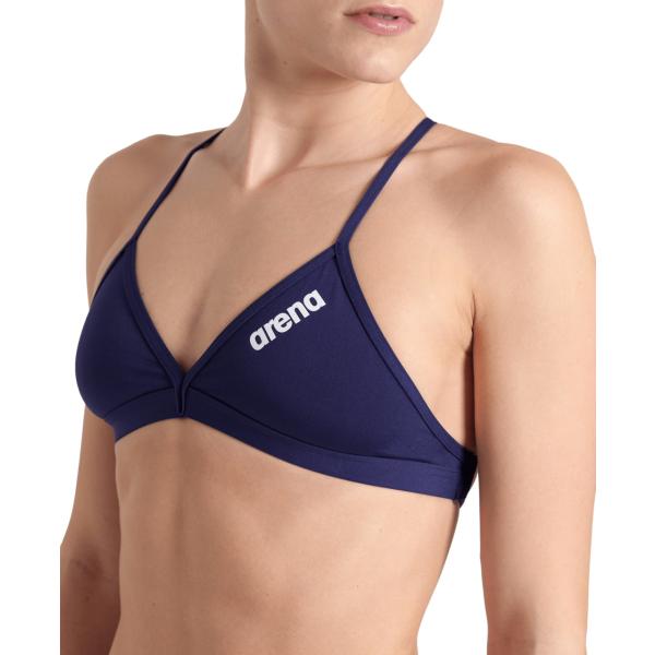 W Team Swim Top Tie Back Solid Navy-Wh