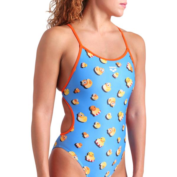 W Ducks Swimsuit Lace Back Turquoise Multi-Team Orange 34