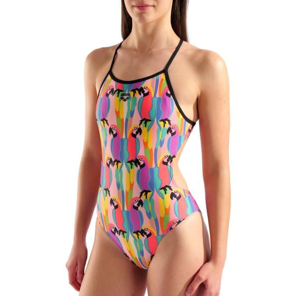 W Tropical Delight Swimsuit Tie Back Multi Pink-Black