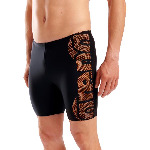 M Swim Mid Jammer Graphic Black-Team Orange